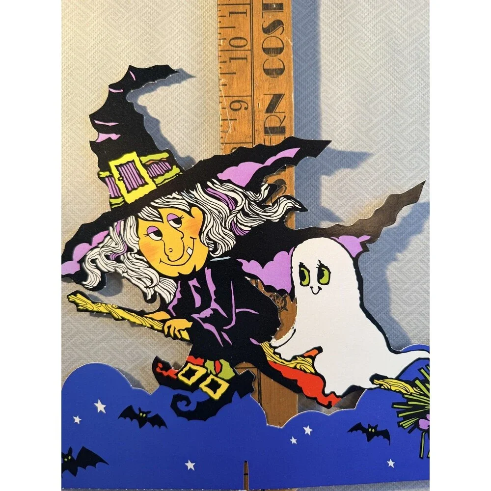 Vintage American Greetings Happy Haunting Halloween Centerpiece Witch Ghost Bat